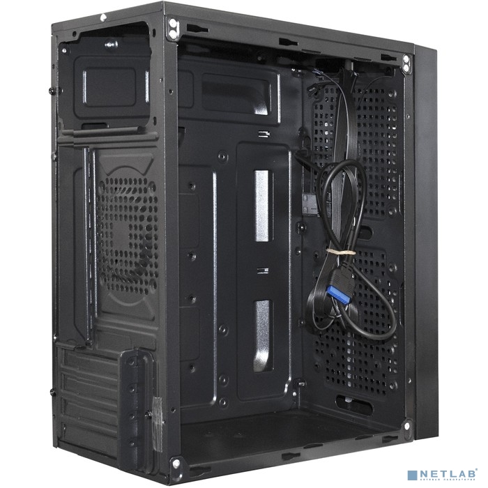 Корпус Minitower ExeGate mEVO-9302 mATX, без БП, 2*USB+1*USB3.0, HD аудио, черный, с RGB подсветкой