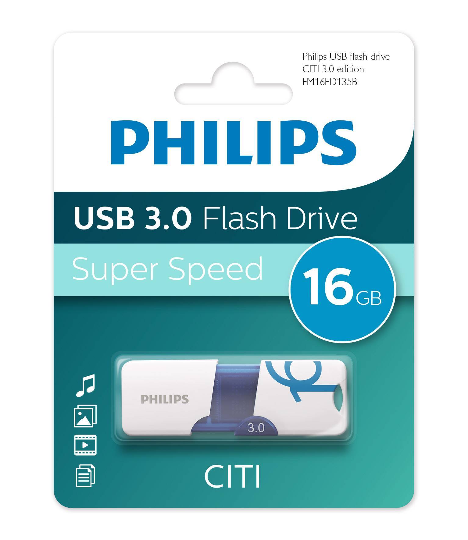 Флеш накопитель 16GB PHILIPS CITI3.0 16GB, USB 3.0