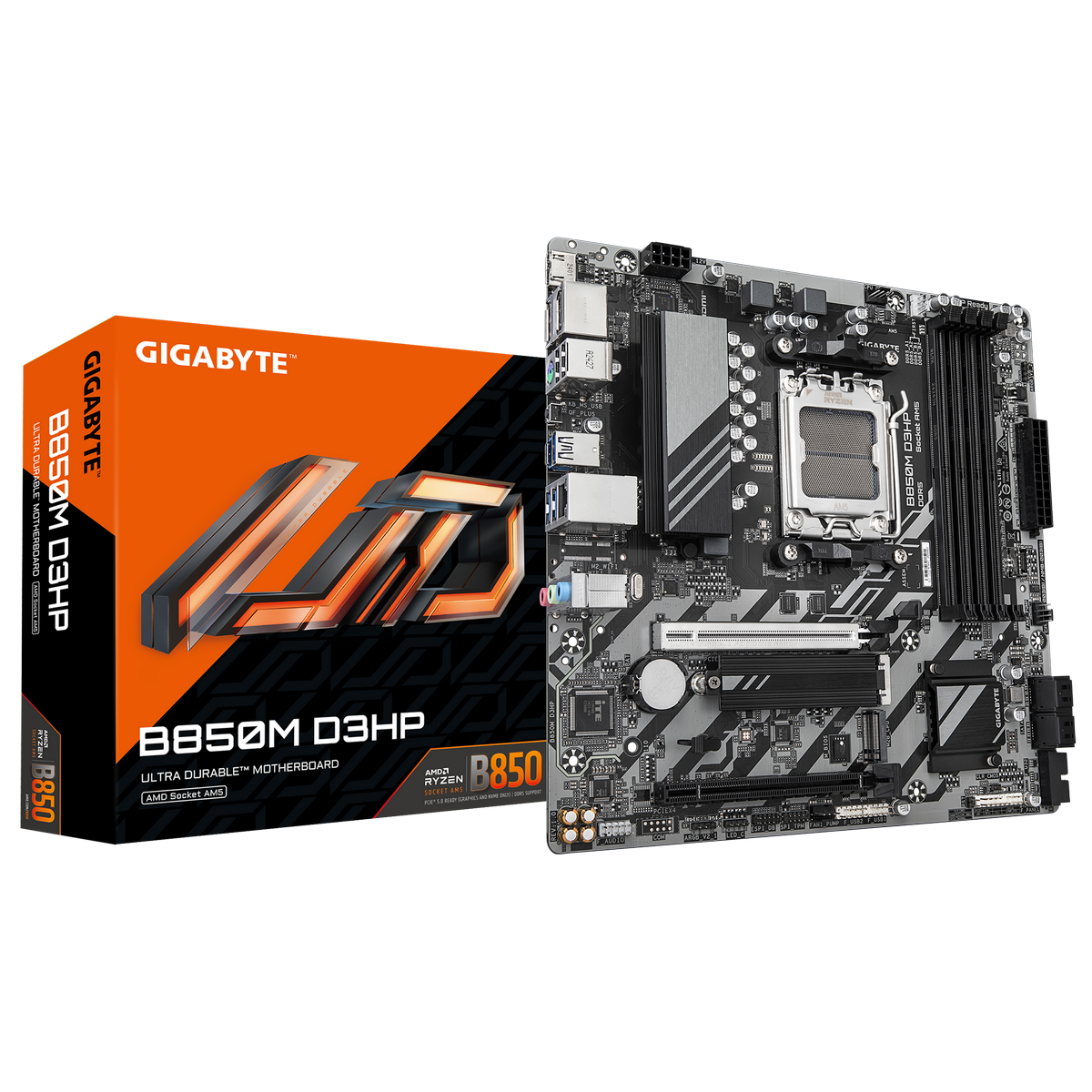 Материнская плата Gigabyte B850M D3HP Socket AM5 AMD B850 4xDDR5 mATX AC`97 8ch(7.1) GbLAN RAID+HDMI