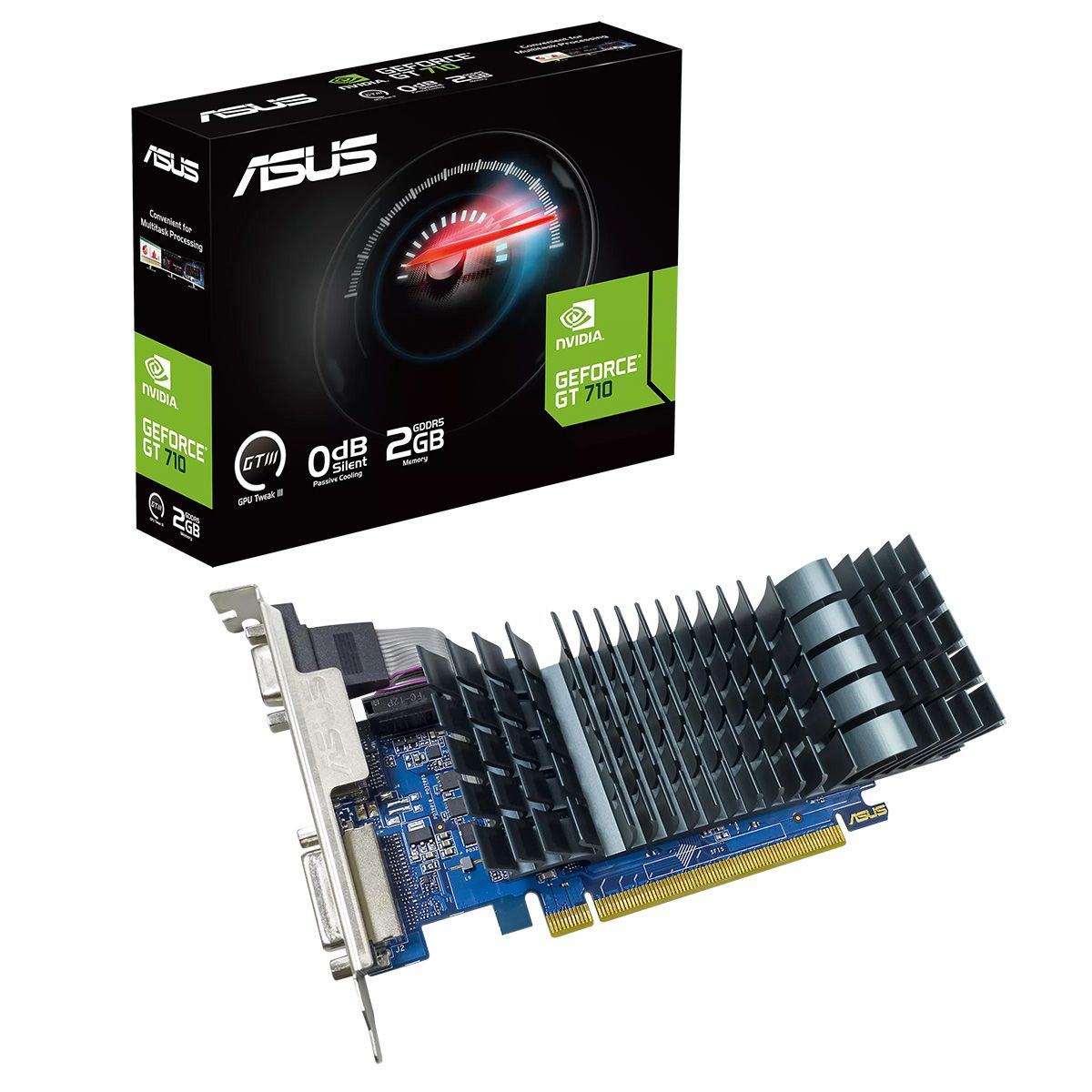 Видеокарта Asus PCI-E 2.0 GT710-SL-2GD5-BRK-EVO NVIDIA GeForce GT 710 2Gb 64bit GDDR5 954/5012 DVIx1