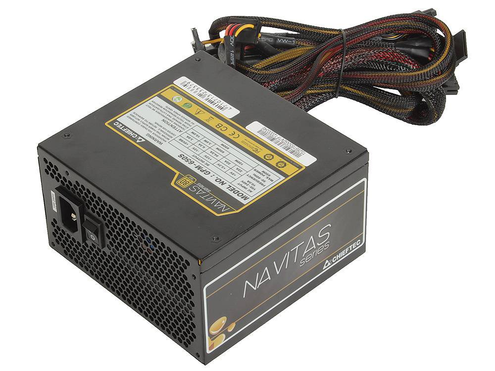 Блок питания Chieftec Navitas GPM-650S <650W, (20+4+4+4) pin, 2x(6+2) pin, 7xSATA, 2xMolex, 12 см, 8