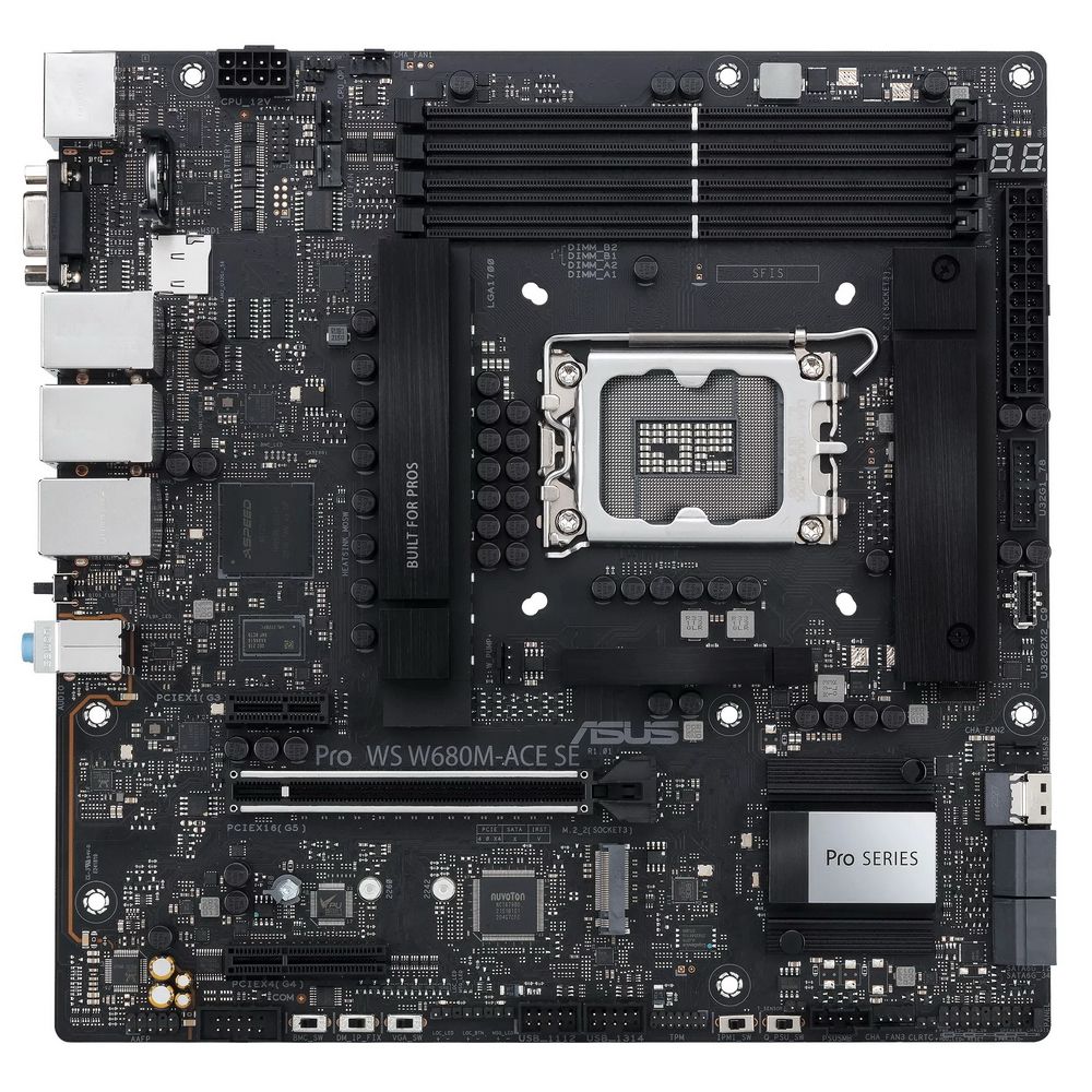 Материнская плата ASUS PRO WS W680M-ACE SE LGA1700 mATX 4xDDR5 PCIEx16 PCIEx4 PCIEx1 2xM.2 USB-C DP 