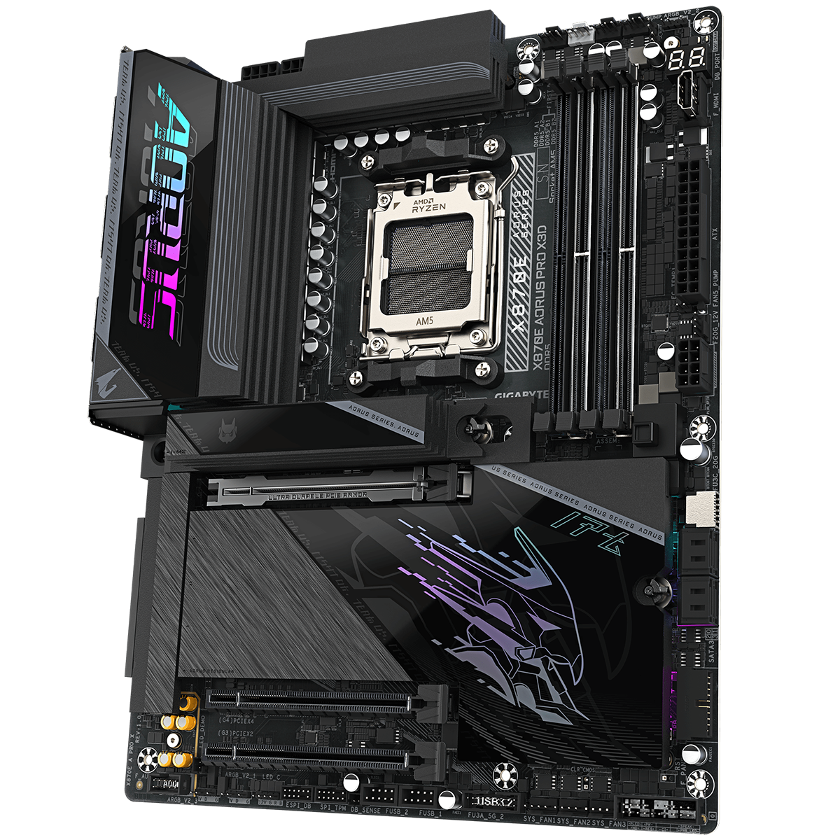 Материнская плата Gigabyte X870E AORUS PRO X3D X870E, AM5, 4*DDR5, 3*PCIEx16, 4*M.2, 2*TypeC, 5*USB3