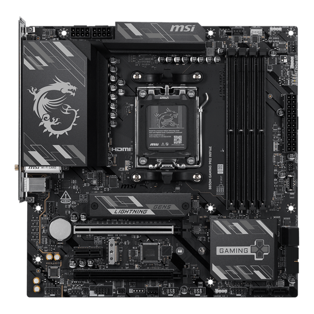 Материнская плата MSI B850M GAMING PRO WIFI6E B850, AM5, 4*DDR5, 4*PCIEx16, 2*M.2, 2*TypeC, 3*USB3.2