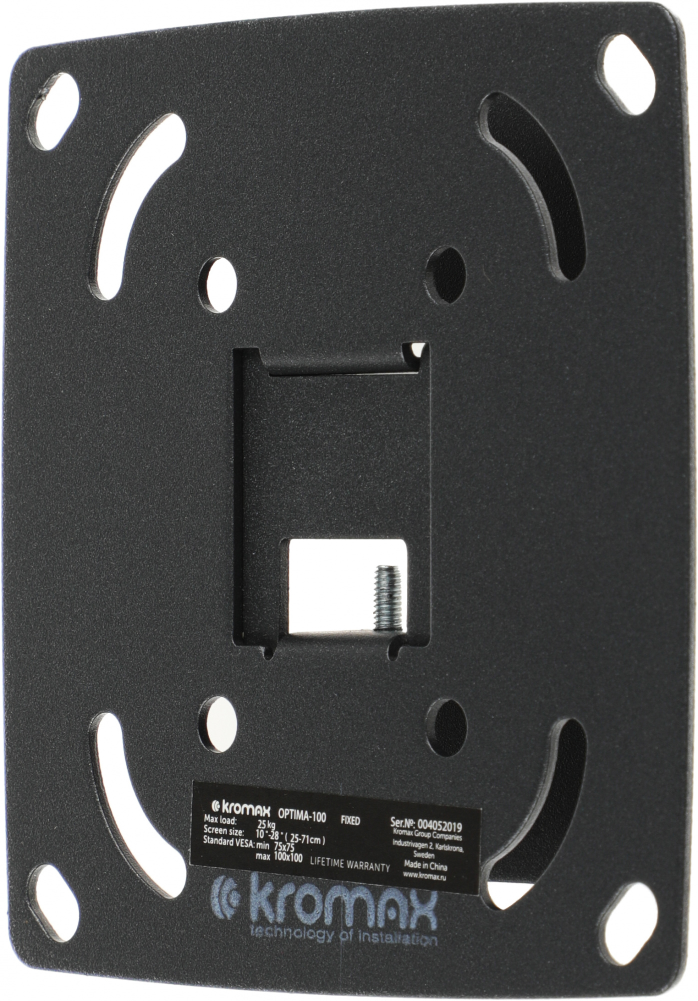 Кронштейн для телевизора Kromax OPTIMA-100 черный 10"-28" макс.25кг настенный фиксированный