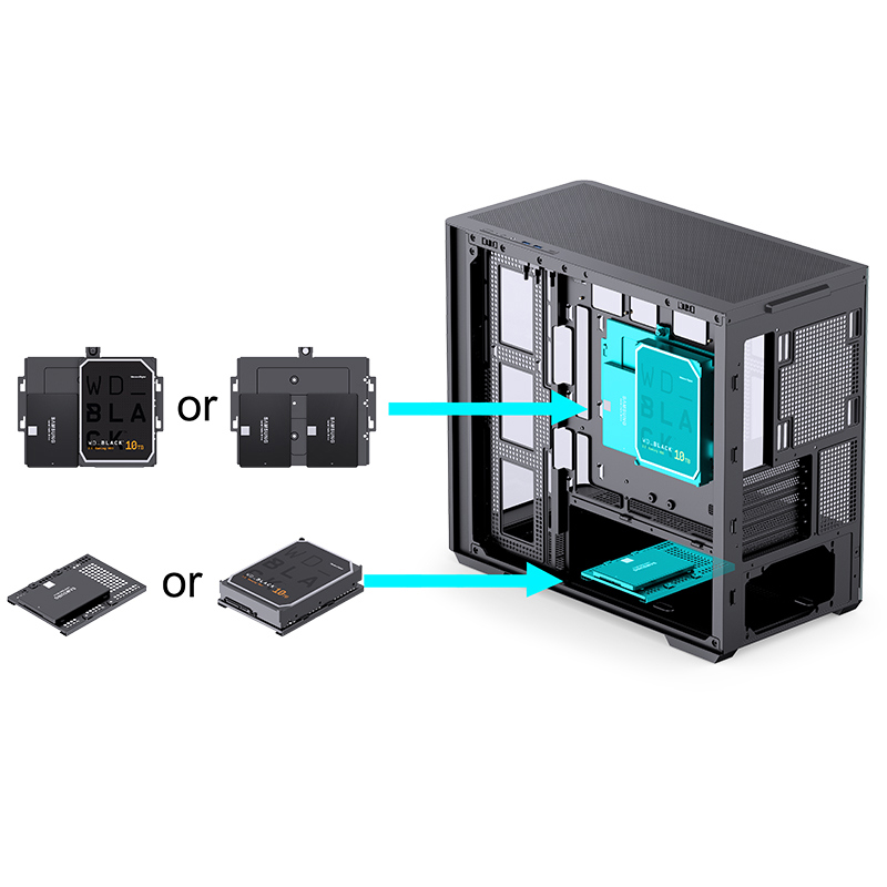 Корпус JONSBO D300, Mini-Tower, TG, no fan, 2xUSB-A 3.2 + 1xUSB-C 3.2, mATX, mITX Black