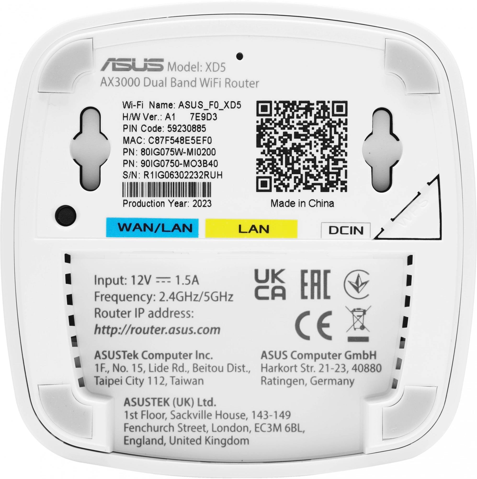 Бесшовный Mesh роутер Asus ZenWiFi XD5 (XD5 (W-2-PK)) AX3000 10/100/1000 компл.:устройство/крепления