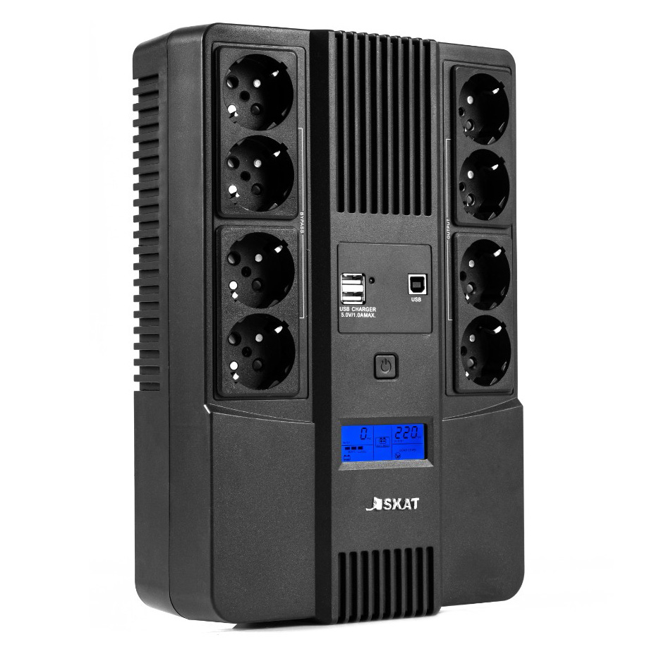 Источник бесперебойного питания (8933) SKAT-UPS 800-AID-IN-1x9-8 ИБП 220В 480Вт, LCD, АКБ 1x 9Ач, li