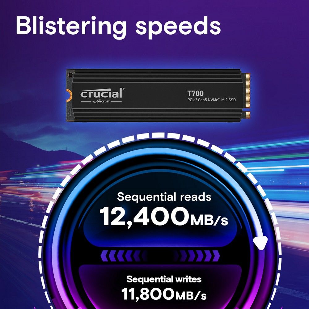 Твердотельный диск 2TB Crucial T700 CT2000T700SSD3, M.2, PCI-E 5.0 x4, TLC 3D NAND [R/W - 12400/1180