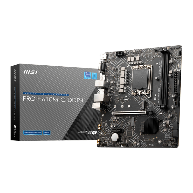Материнская плата MSI PRO H610M-G DDR4 Soc-1700 Intel H610 2xDDR4 mATX AC`97 8ch(7.1) GbLAN+VGA+HDMI