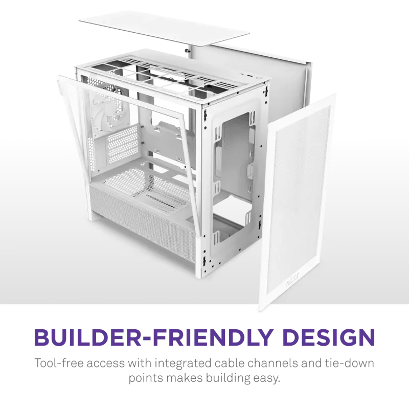Корпус NZXT H3 Flow (2025), Midi-Tower, TG, 1x120mm, 1xUSB-A 3.2 + 1xUSB-C 3.2, mATX, mITX White