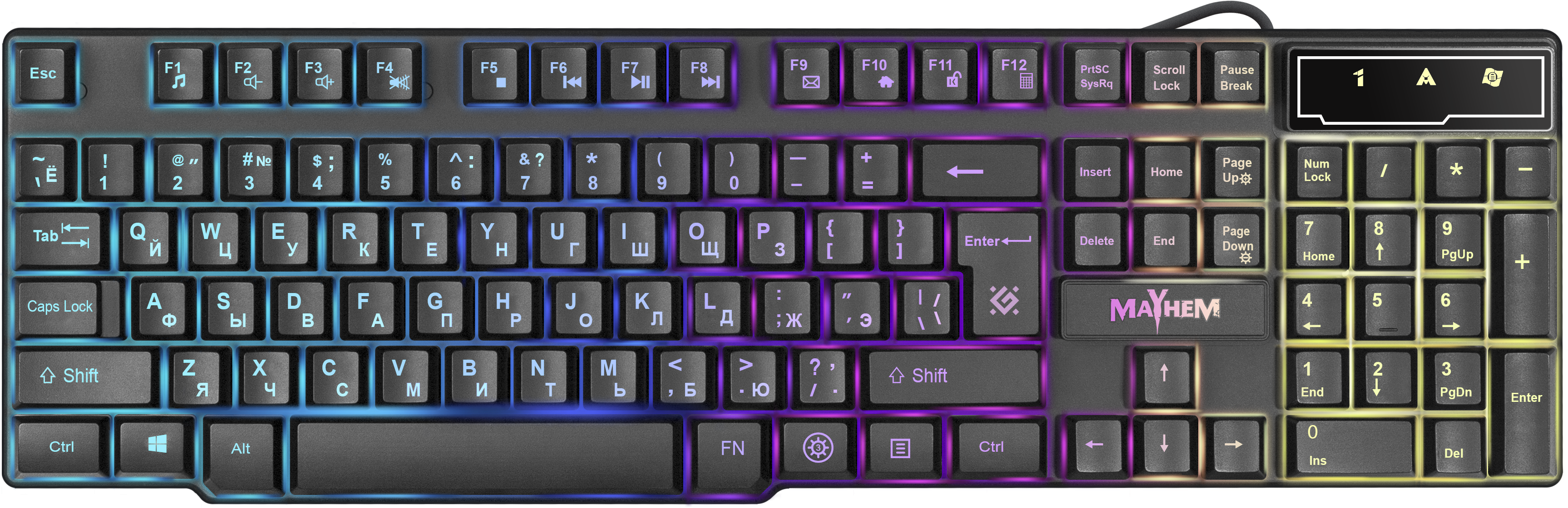 Клавиатура Defender Mayhem GK-360DL черный USB LED