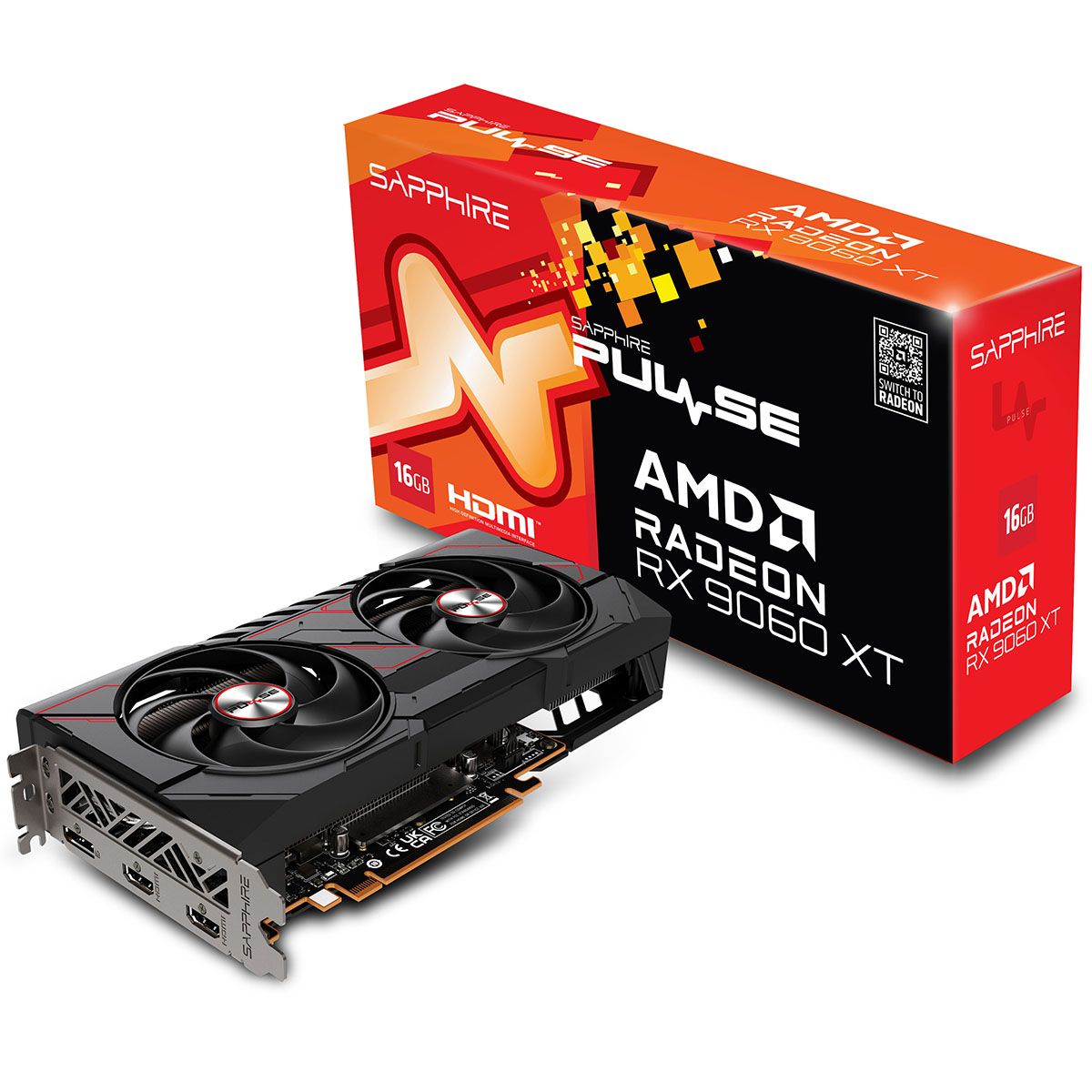 Видеокарта Sapphire PCI-E 5.0 11350-03-20G PULSE AMD RADEON RX 9060 XT GAMING OC 16GB DUAL AMD Radeo