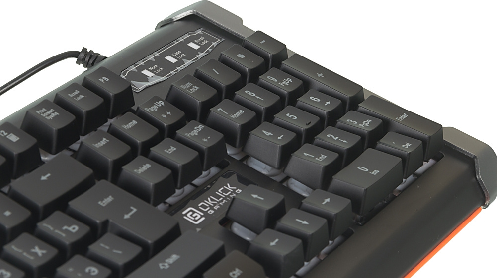 Клавиатура Оклик 717G BLACK DEATH черный/оранжевый USB Multimedia for gamer LED (476395)