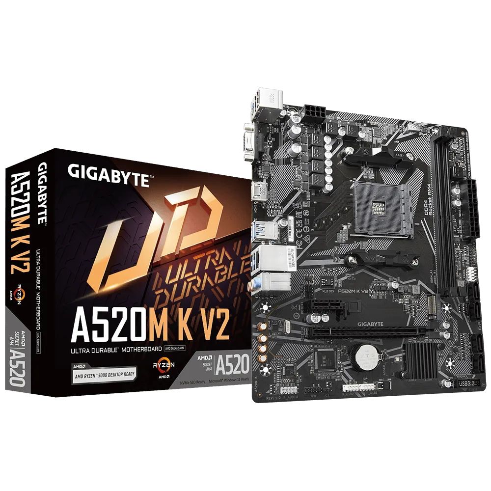 Материнская плата Gigabyte A520M K V2 Soc-AM4 AMD A520 2xDDR4 mATX AC`97 8ch(7.1) GbLAN RAID+VGA+HDM