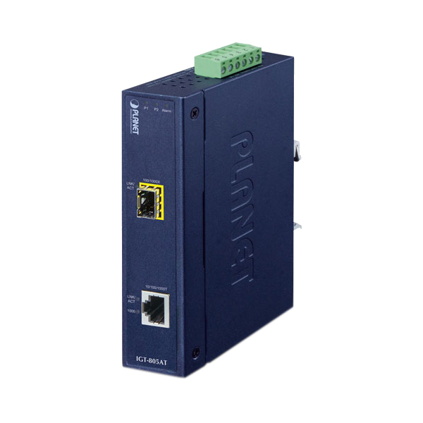 медиа конвертер/ PLANET IP30 Industrial 10/100/1000T to 100/1000X SFP Gigabit Media Converter (-40 to 75 degree C)