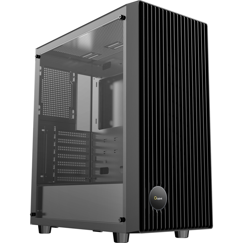 Корпус Ocypus Gamma C70 BK, Midi-Tower, TG, no fans, 1xUSB-A 3.0 + 1xUSB 2.0, ATX, mATX, mITX Black
