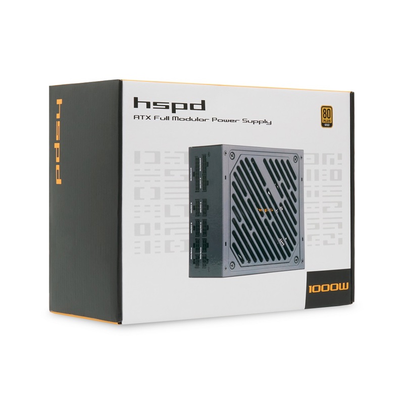 Блок питания HSPD, 1000W 80+ Gold (ATX, 2.52, Full modular, 1x24(20+4)pin 600mm, 2xCPU 8(4+4)pin 700