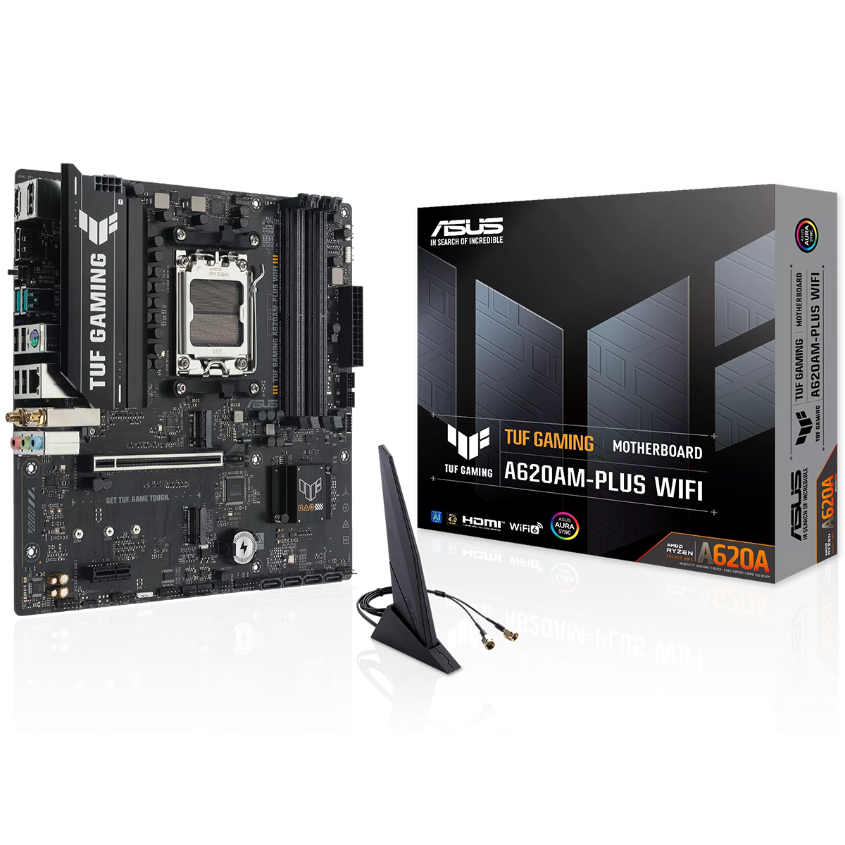 Материнская плата ASUS TUF GAMING A620AM-PLUS WIFI, AM5, A620A, 4*DDR5, 4*SATA, 2*M.2, 2*USB 3.2, 4*
