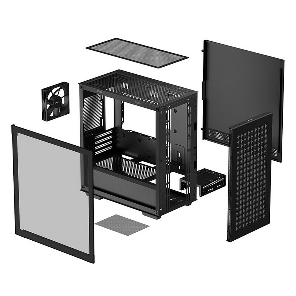 Корпус для ПК Deepcool CH370-BK mATX, USB3.0X1, USB-C Gen2X1, AudioX1, 3.5"X2, 2.5"X2+1,TG