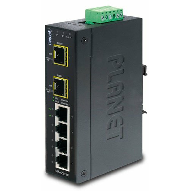 Коммутатор PLANET IP30 Industrial 8* 1000TP + 2* 100/1000F SFP Full Managed Ethernet Switch (-40 to 