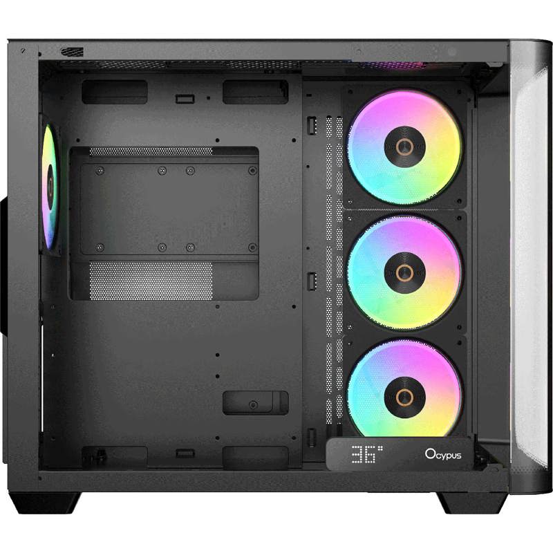 Корпус Ocypus Iota C70 Curve BK ARGB, Midi-Tower, TG, 4x120mm ARGB, 2xUSB-A 3.0 + 1xUSB-C 3.1, ATX, 