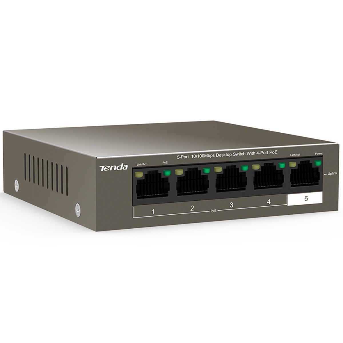 Коммутатор Tenda TEF1105P-4-38W (L2) 5x100Мбит/с 4PoE 35W неуправляемый
