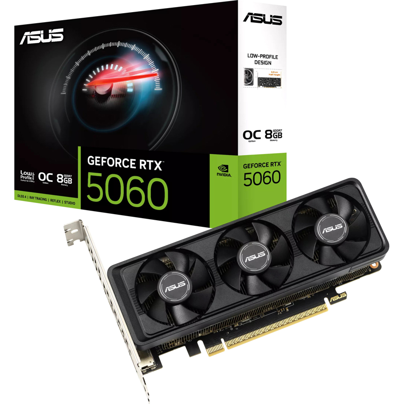 Видеокарта Asus PCI-E 5.0 RTX5060-O8G-LP-BRK NVIDIA GeForce RTX 5060 8Gb 128bit GDDR7 2550/28000 HDM