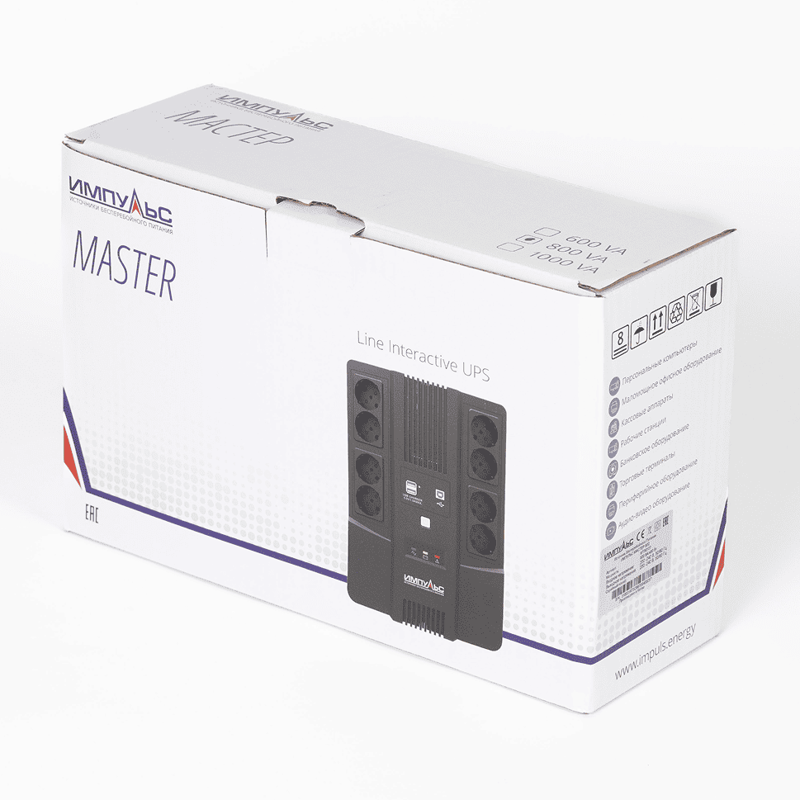 Источник бесперебойного питания Импульс Мастер 800 480Вт 800ВА черный