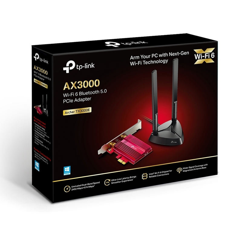 Сетевой адаптер Wi-Fi + Bluetooth TP-LINK Archer TX3000E (AX3000, PCI Express, Bluetooth 5.3, 802.11