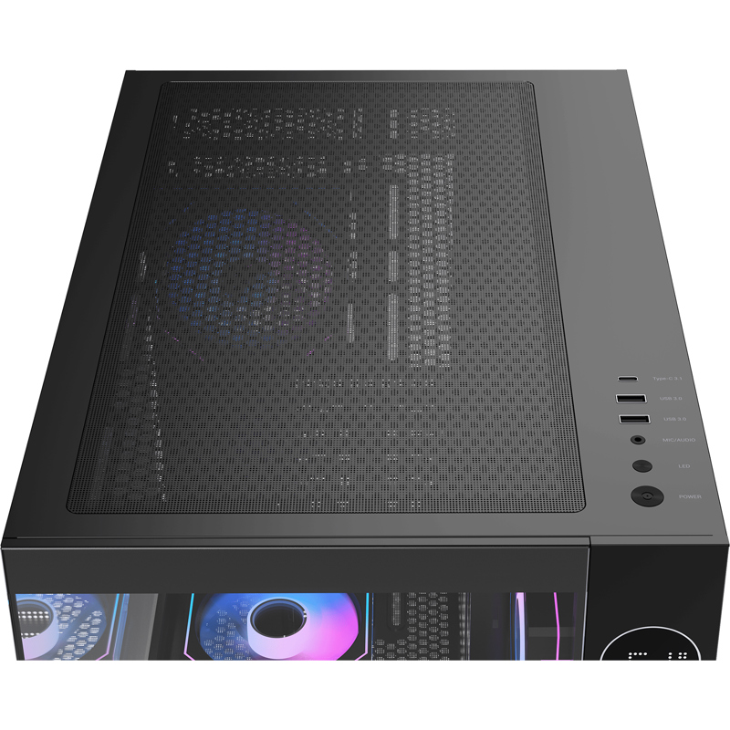 Корпус Ocypus Iota C70 BK ARGB, Midi-Tower, TG, 6x120mm ARGB, 2xUSB-A 3.0 + 1xUSB-C 3.1, ATX, mATX, 