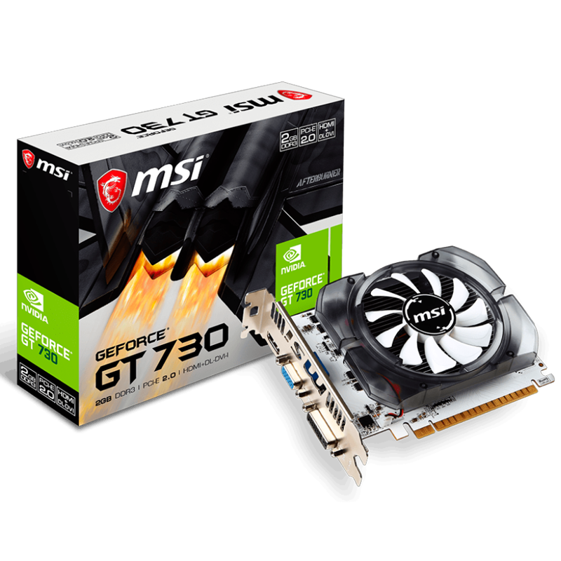 Видеокарта MSI PCI-E 2.0 N730-2GD3V3 NVIDIA GeForce GT 730 2Gb 128bit DDR3 902/1600 DVIx1 HDMIx1 CRT