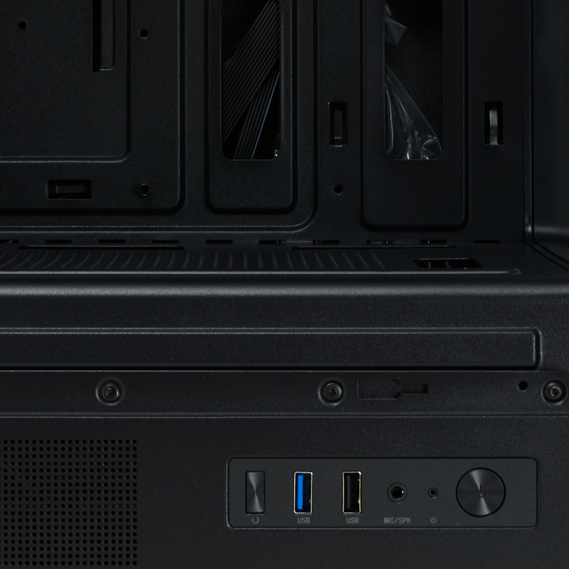 Корпус HSPD F510, Panoramic Mid Tower, Black, TG, 0.5 SPCC, no fans ATX, mATX, mITX 180/280/160mm 1x