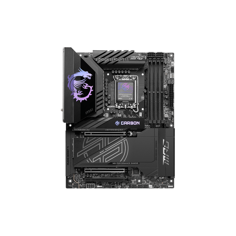 Материнская плата MSI MPG Z890 CARBON WIFI Z890, LGA1851, 4*DDR5, 3*PCIEx16, 5*M.2, 2*TypeC, 10*USB3