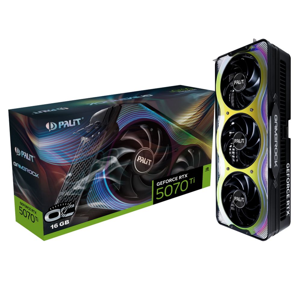 Видеокарта PALIT RTX5070Ti GAMEROCK OC 16GB GDDR7 256bit 3-DP HDMI NE7507TH19T2-GB2030G