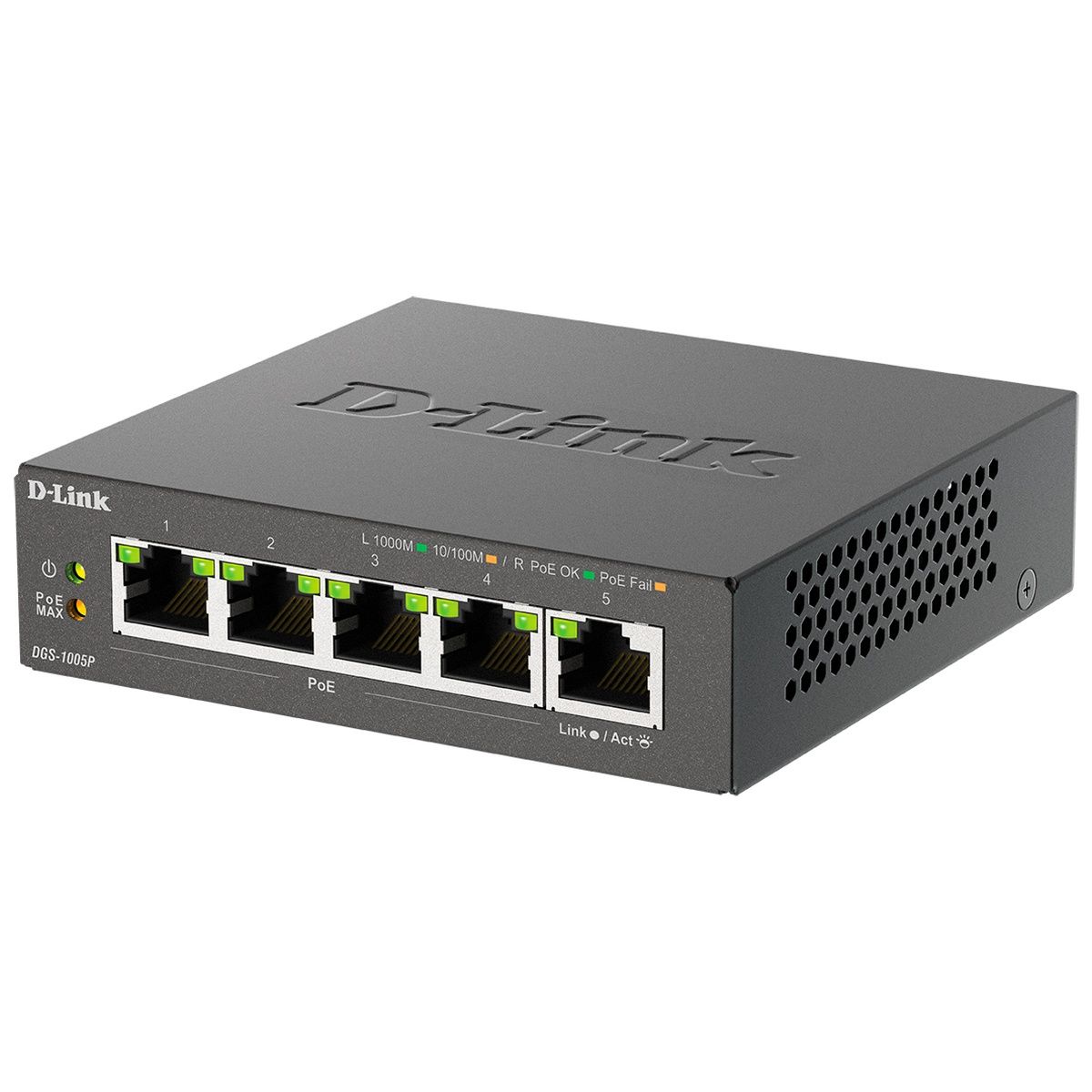 Коммутатор D-Link DGS-1005P DGS-1005P/B3A (L2) 5x1Гбит/с 4PoE 60W неуправляемый