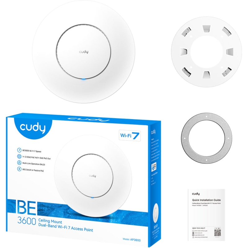 Точка доступа Wi-Fi CUDY  AP3600  BE3600 Wi-Fi 7 2 5G Access Point BE3600 Dual Band Ceiling Mount Wi
