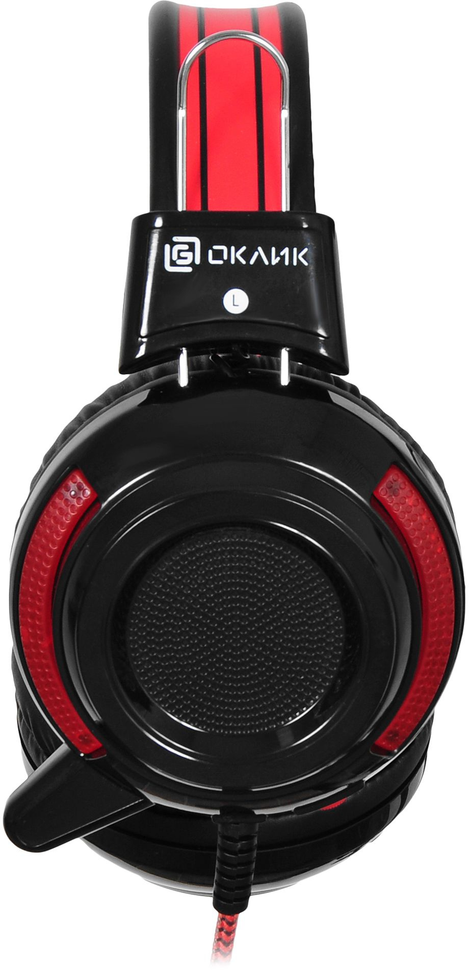 Наушники с микрофоном Оклик HS-G300 ARMAGEDDON черный/красный 2.2м мониторные оголовье (337457)