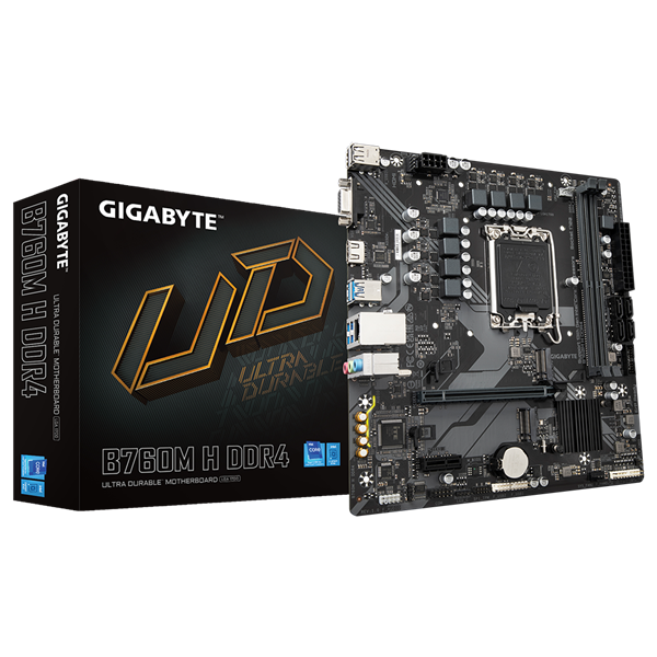 Материнская плата Gigabyte B760M H DDR4 Soc-1700 Intel B760 2xDDR4 mATX AC`97 8ch(7.1) GbLAN RAID+VG