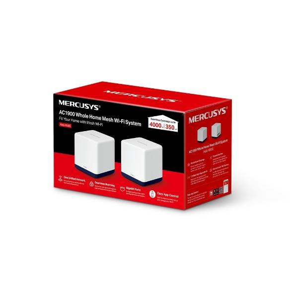 Бесшовный Mesh роутер Mercusys Halo H50G (HALO H50G(2-PACK)) AC1900 10/100/1000BASE-TX белый (упак.:
