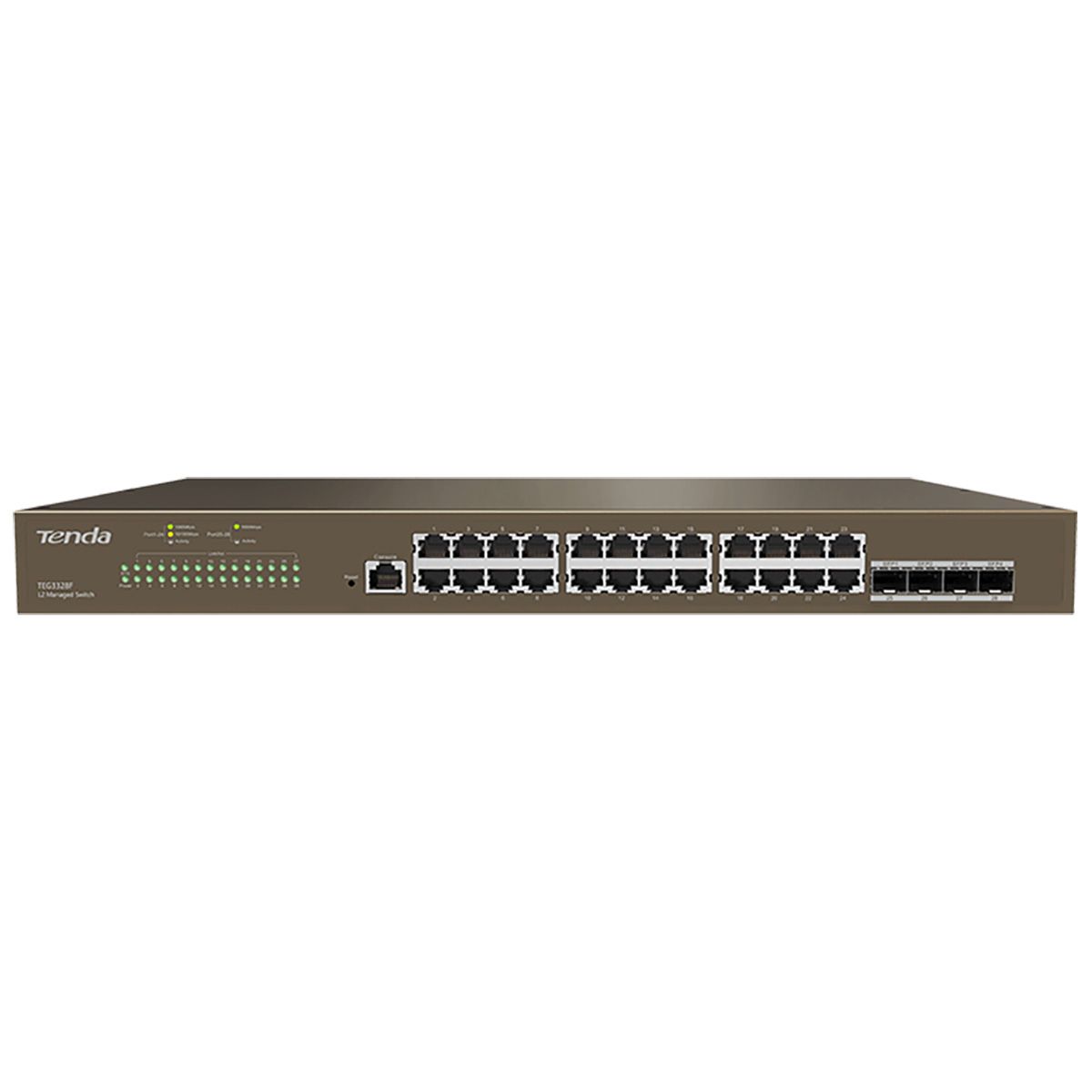 Коммутатор Tenda TEG3328F Коммутатор управляемый, 24 порта 24x1 Гбит/с, SFP 4x1 Гбит/с, установка в 