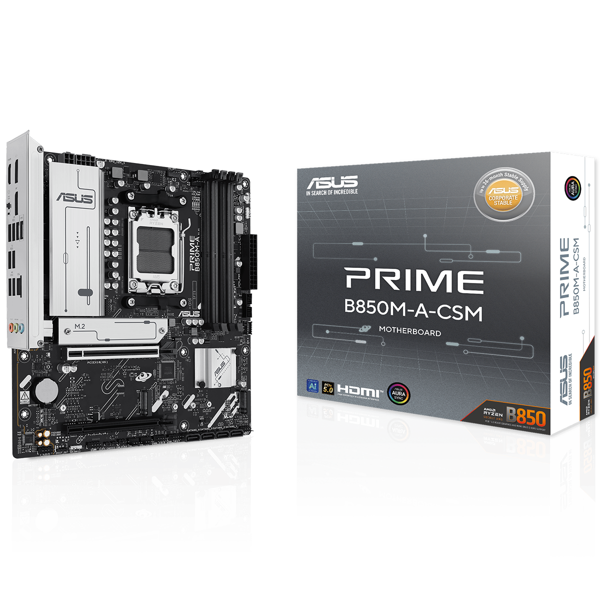 Материнская плата ASUS PRIME B850M-A-CSM AM5 mATX 4xDDR5 2xPCIEx16 3xM.2 2xDP HDMI 2.5GLAN