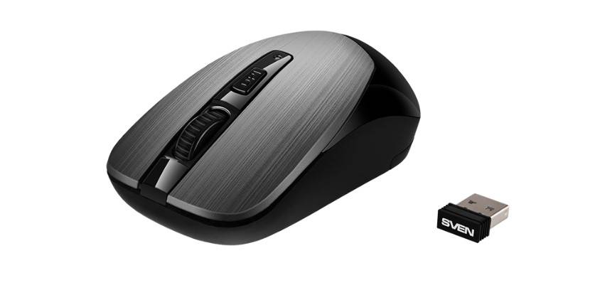 Беспроводная мышь Sven RX-380W серый металлик (2,4 GHz, 3+1кл. 800-1600DPI, блист.)