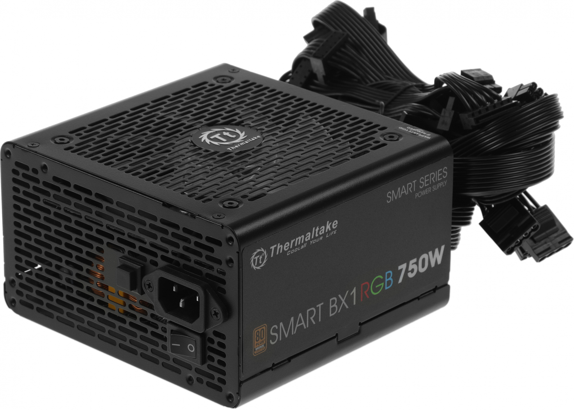 Блок питания Thermaltake ATX 750W Smart BX1 RGB 80+ bronze (20+4pin) APFC 120mm fan color LED 8xSATA