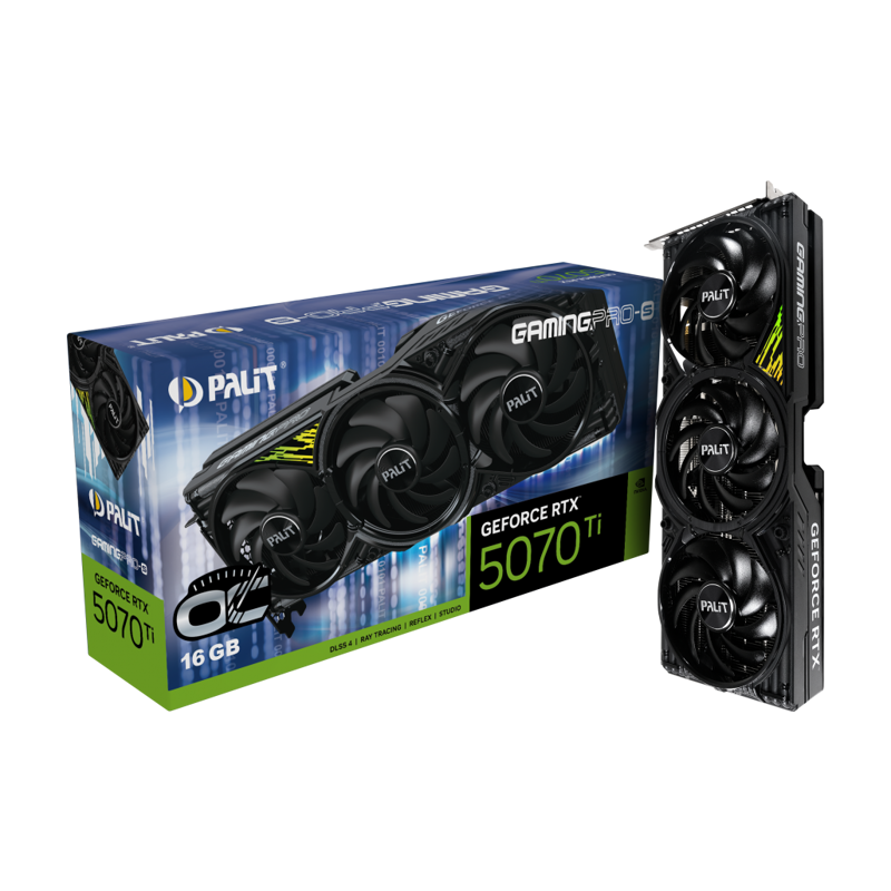 Видеокарта Palit PCI-E 5.0 PA-RTX5070Ti GAMINGPRO-S OC NVIDIA GeForce RTX 5070TI 16Gb 256bit GDDR7 2