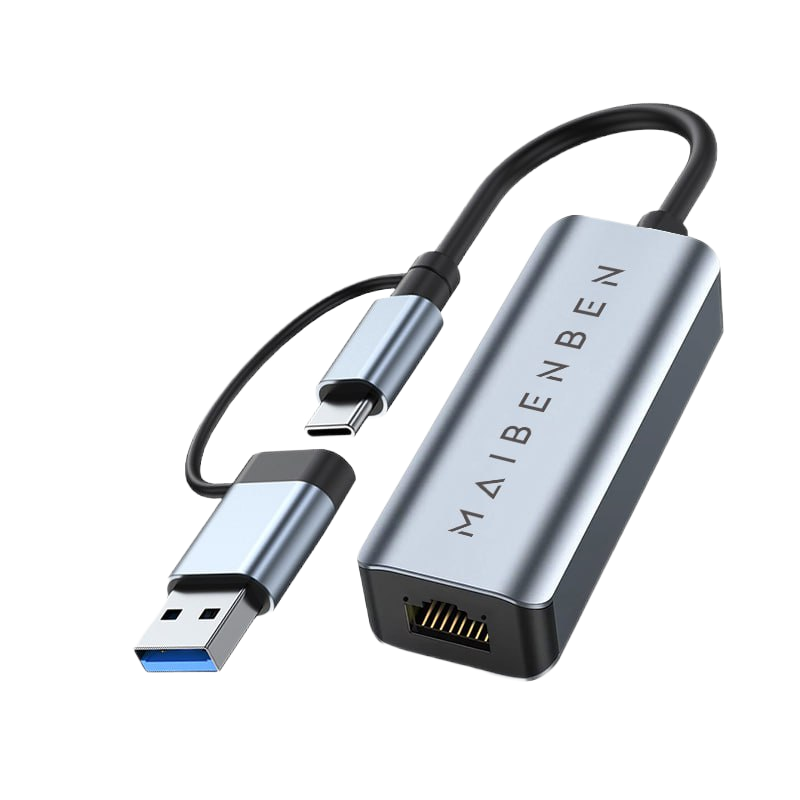 Переходник Maibenben Adapter USB-C/USB-A to RJ45 LAN 1000M