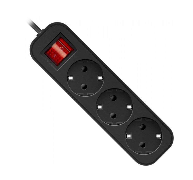 Defender Удлинитель G330 3.0 м, 3 розетки [99334] выключатель, с заземлением