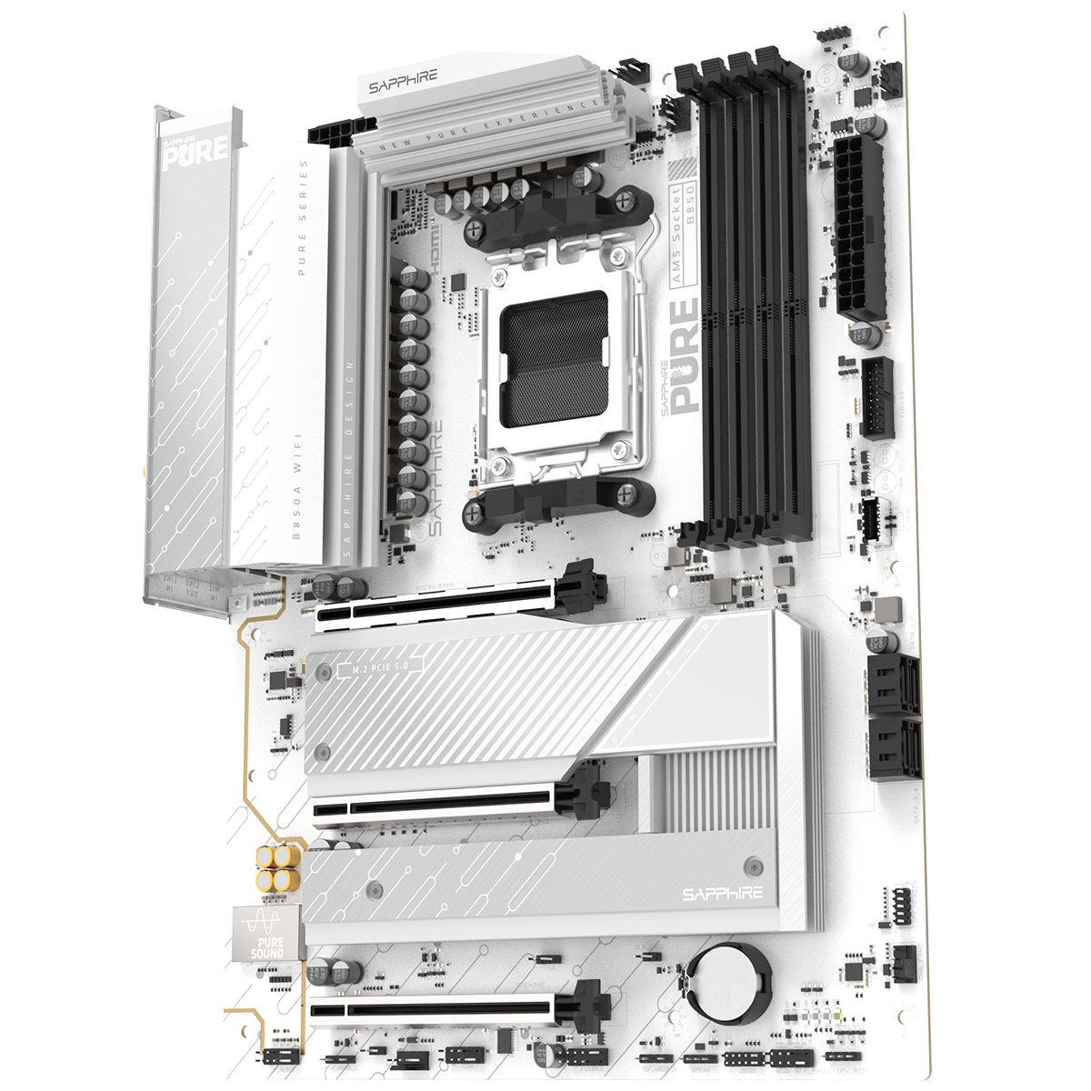 Материнская плата Sapphire B850A PURE WIFI7 B850, AM5, 4*DDR5, 3*PCIEx16, 3*M.2, 2*TypeC, 3*USB3.2Ge