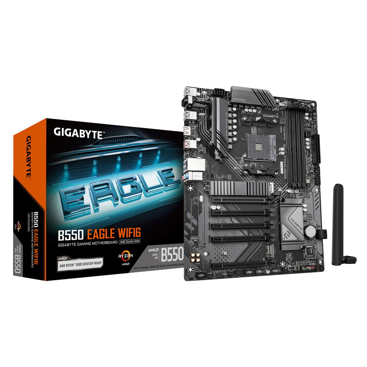 Материнская плата Gigabyte B550 EAGLE WIFI6 Soc-AM4 AMD B550 4xDDR4 ATX AC`97 8ch(7.1) GbLAN RAID+HD