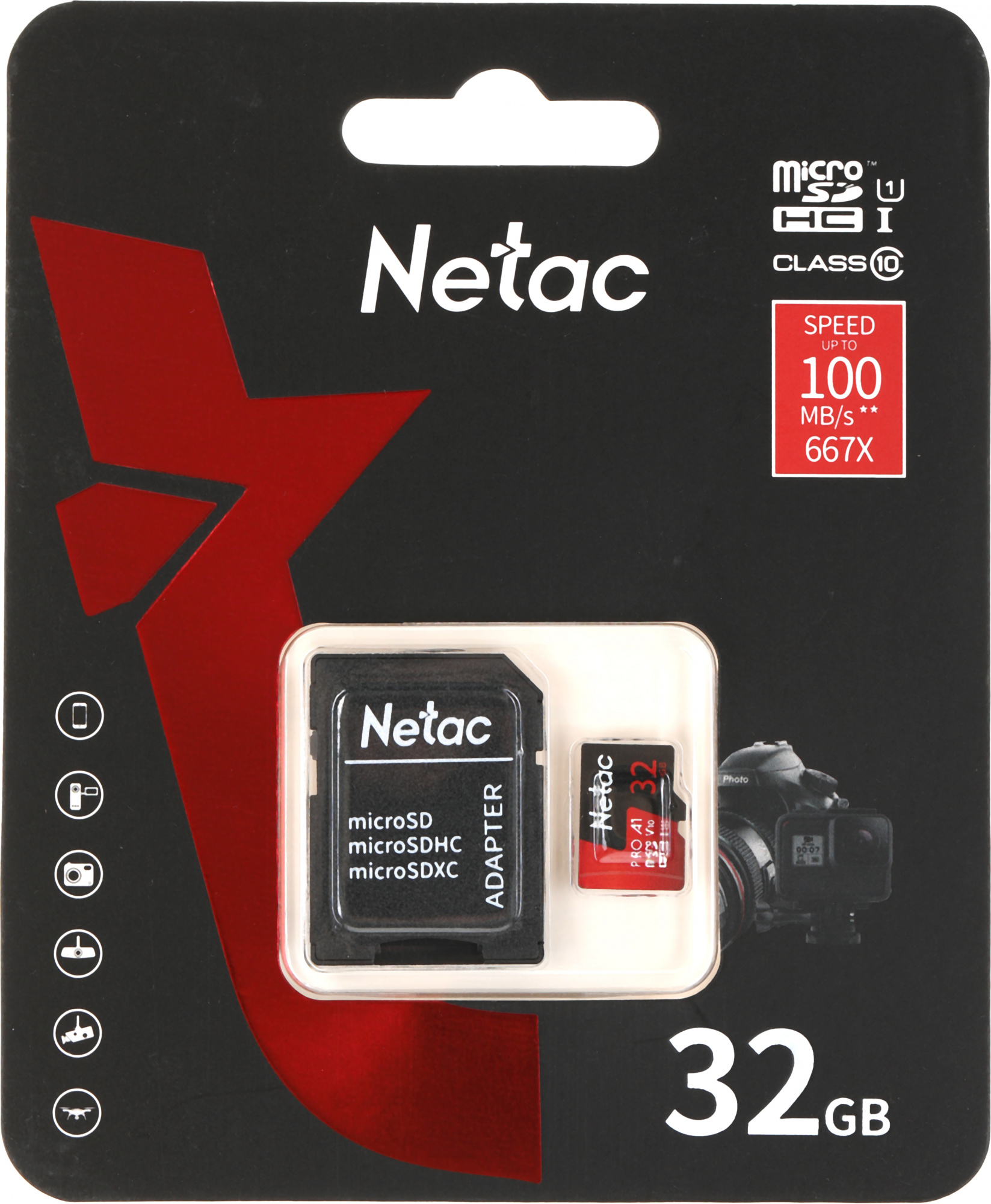 Флеш карта microSDHC 32GB Netac NT02P500PRO-032G-R P500 Extreme Pro + adapter